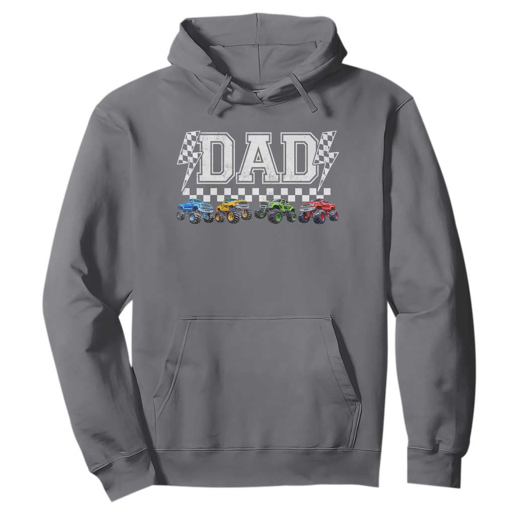 Monster Truck Dad Hoodie Funny Truck Daddy Checkered Father's Day TS11 Charcoal Print Your Wear
