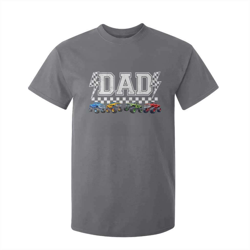 Monster Truck Dad T Shirt For Kid Funny Truck Daddy Checkered Father's Day TS11 Charcoal Print Your Wear