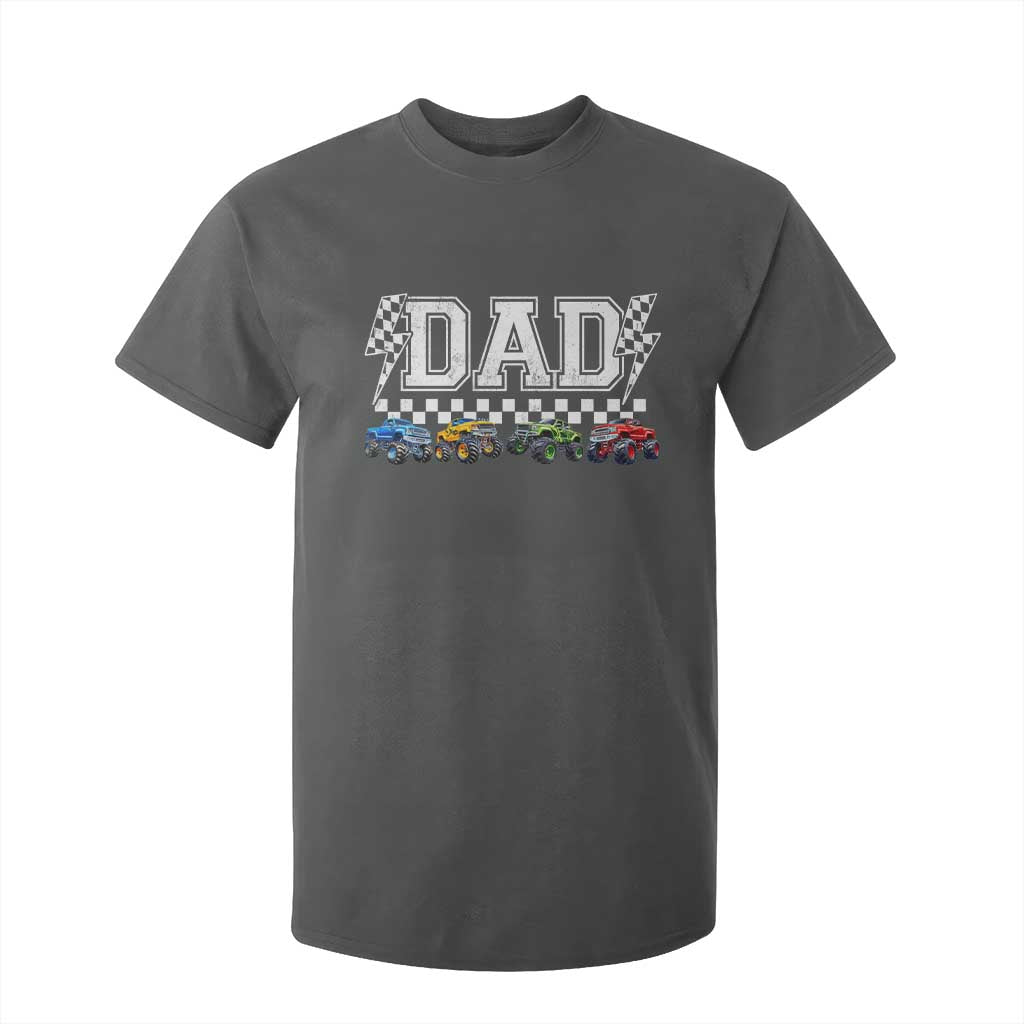 Monster Truck Dad T Shirt For Kid Funny Truck Daddy Checkered Father's Day TS11 Dark Heather Print Your Wear