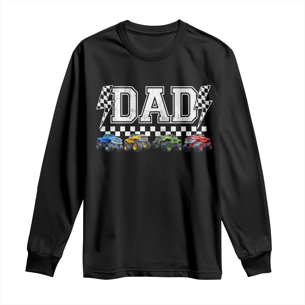 Monster Truck Dad Long Sleeve Shirt Funny Truck Daddy Checkered Father's Day TS11 Black Print Your Wear