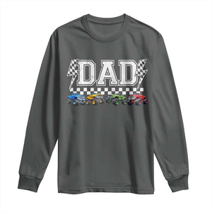 Monster Truck Dad Long Sleeve Shirt Funny Truck Daddy Checkered Father's Day TS11 Dark Heather Print Your Wear