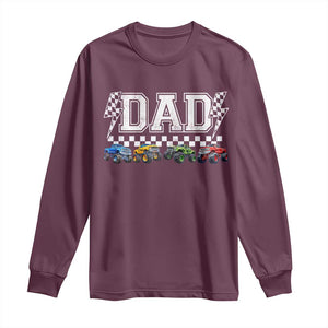Monster Truck Dad Long Sleeve Shirt Funny Truck Daddy Checkered Father's Day TS11 Maroon Print Your Wear