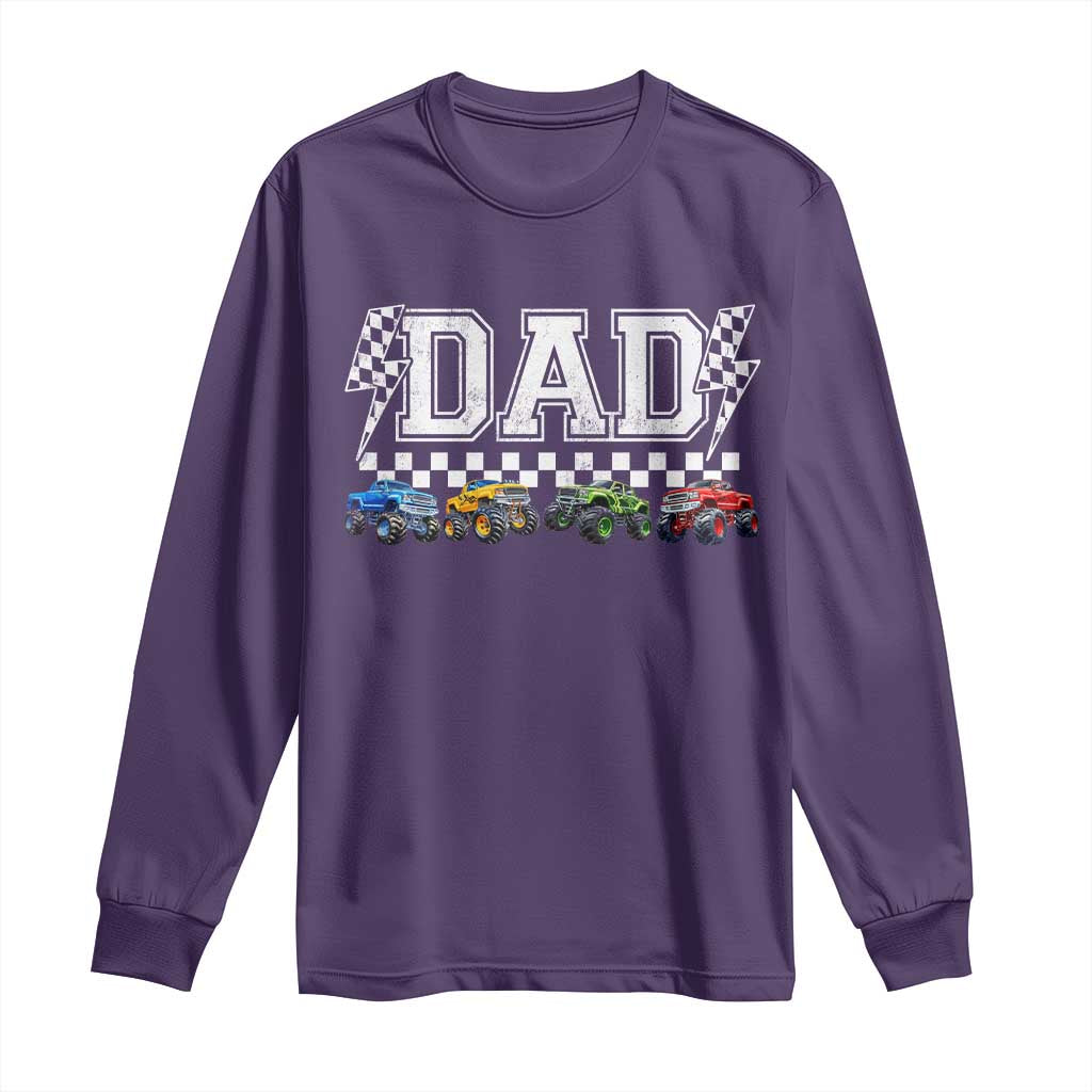Monster Truck Dad Long Sleeve Shirt Funny Truck Daddy Checkered Father's Day TS11 Purple Print Your Wear