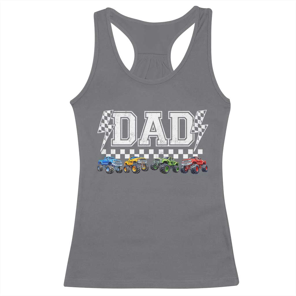 Monster Truck Dad Racerback Tank Top Funny Truck Daddy Checkered Father's Day TS11 Charcoal Print Your Wear