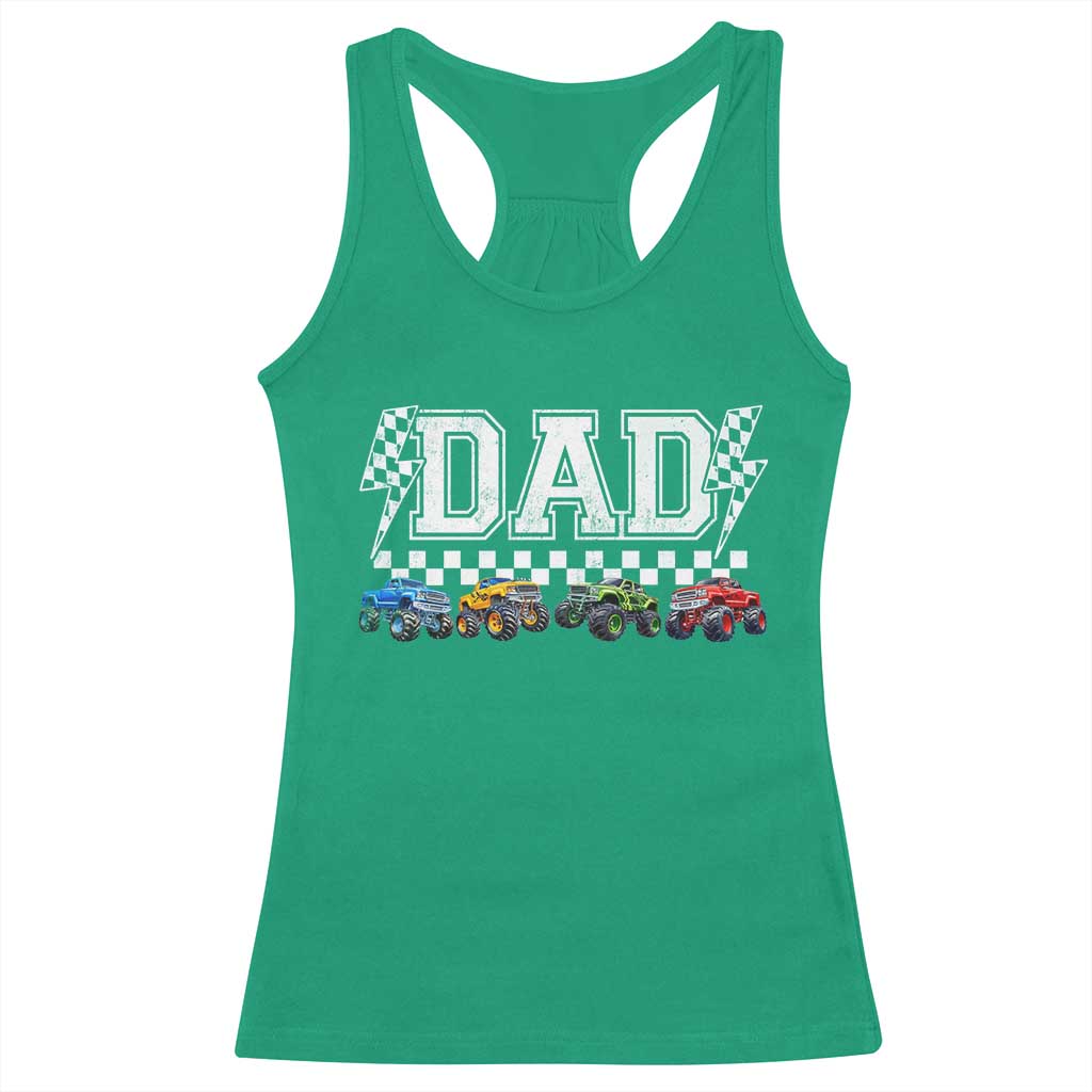 Monster Truck Dad Racerback Tank Top Funny Truck Daddy Checkered Father's Day TS11 Irish Green Print Your Wear
