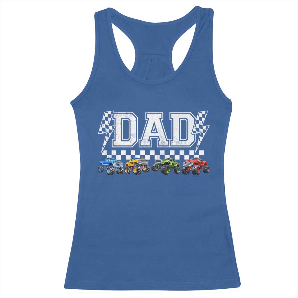 Monster Truck Dad Racerback Tank Top Funny Truck Daddy Checkered Father's Day TS11 Royal Blue Print Your Wear