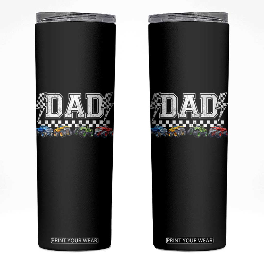 Monster Truck Dad Skinny Tumbler Funny Truck Daddy Checkered Father's Day TS11 Black Print Your Wear