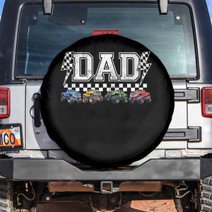 Monster Truck Dad Spare Tire Cover Funny Truck Daddy Checkered Father's Day TS11 No hole Black Print Your Wear