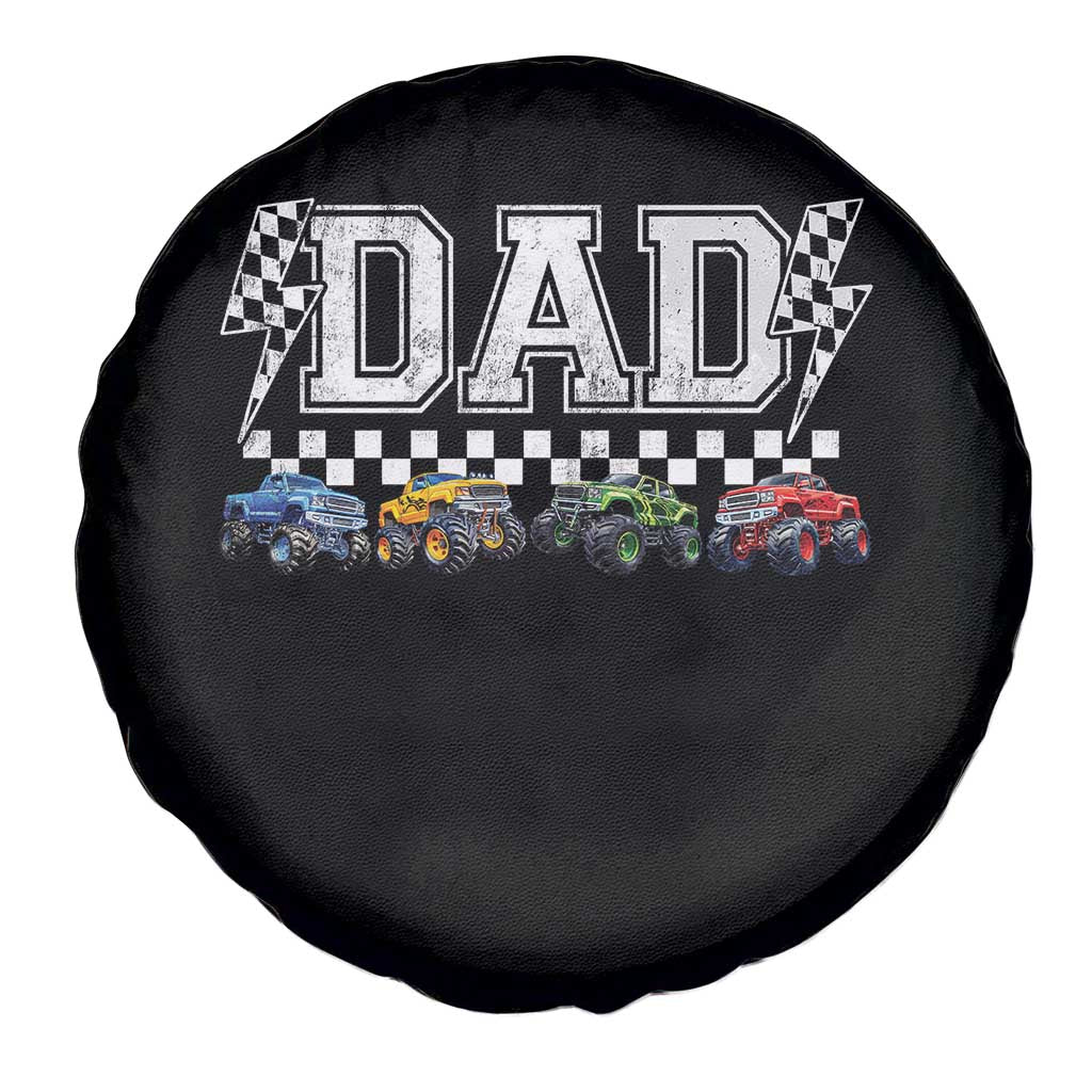 Monster Truck Dad Spare Tire Cover Funny Truck Daddy Checkered Father's Day TS11 Print Your Wear