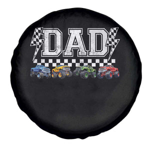 Monster Truck Dad Spare Tire Cover Funny Truck Daddy Checkered Father's Day TS11 Print Your Wear