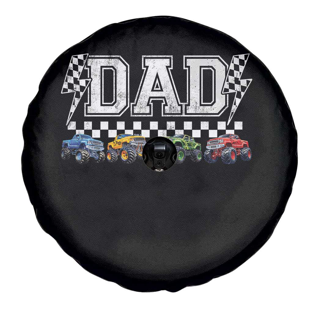 Monster Truck Dad Spare Tire Cover Funny Truck Daddy Checkered Father's Day TS11 Print Your Wear
