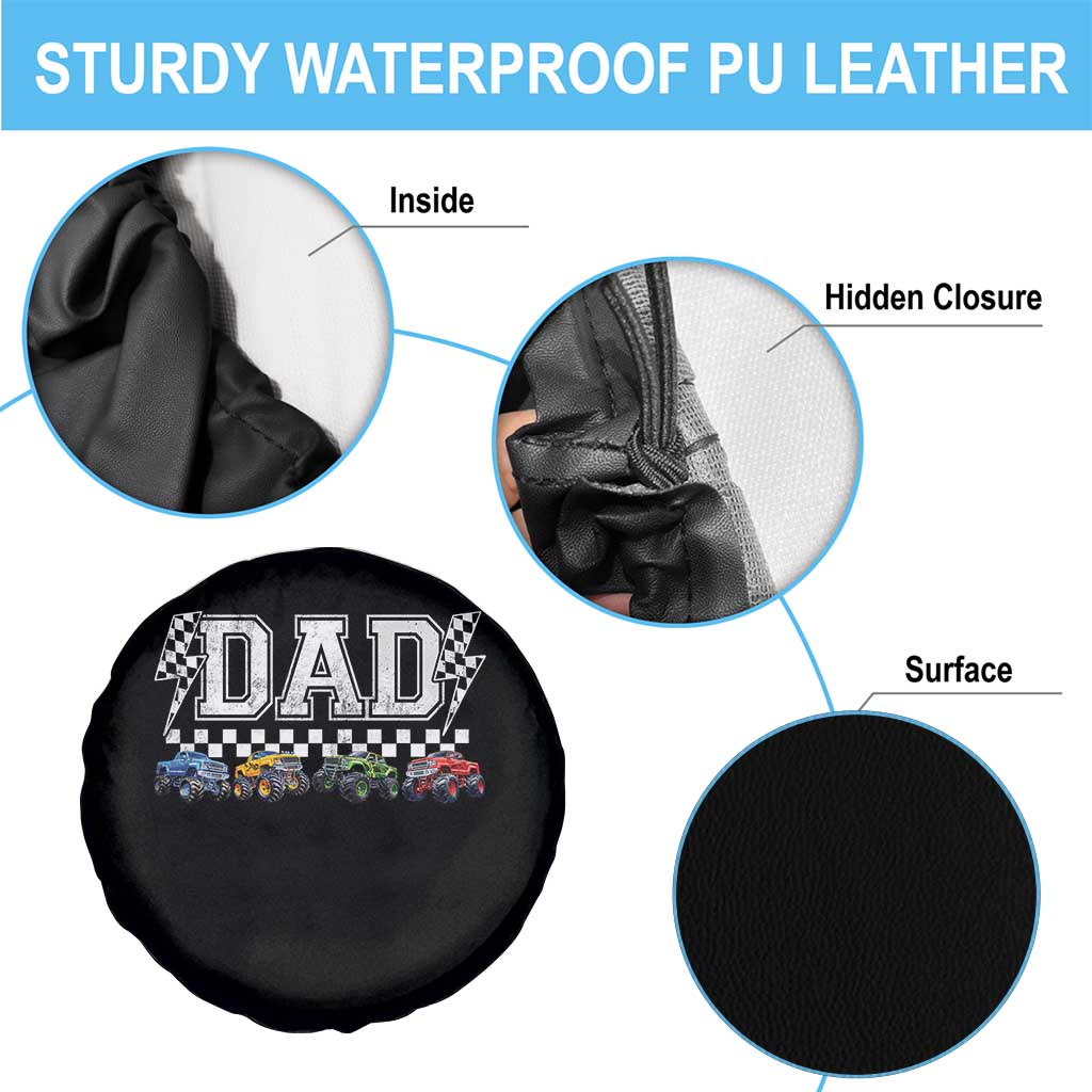 Monster Truck Dad Spare Tire Cover Funny Truck Daddy Checkered Father's Day TS11 Print Your Wear