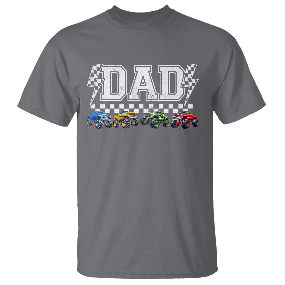 Monster Truck Dad T Shirt Funny Truck Daddy Checkered Father's Day TS11 Charcoal Print Your Wear