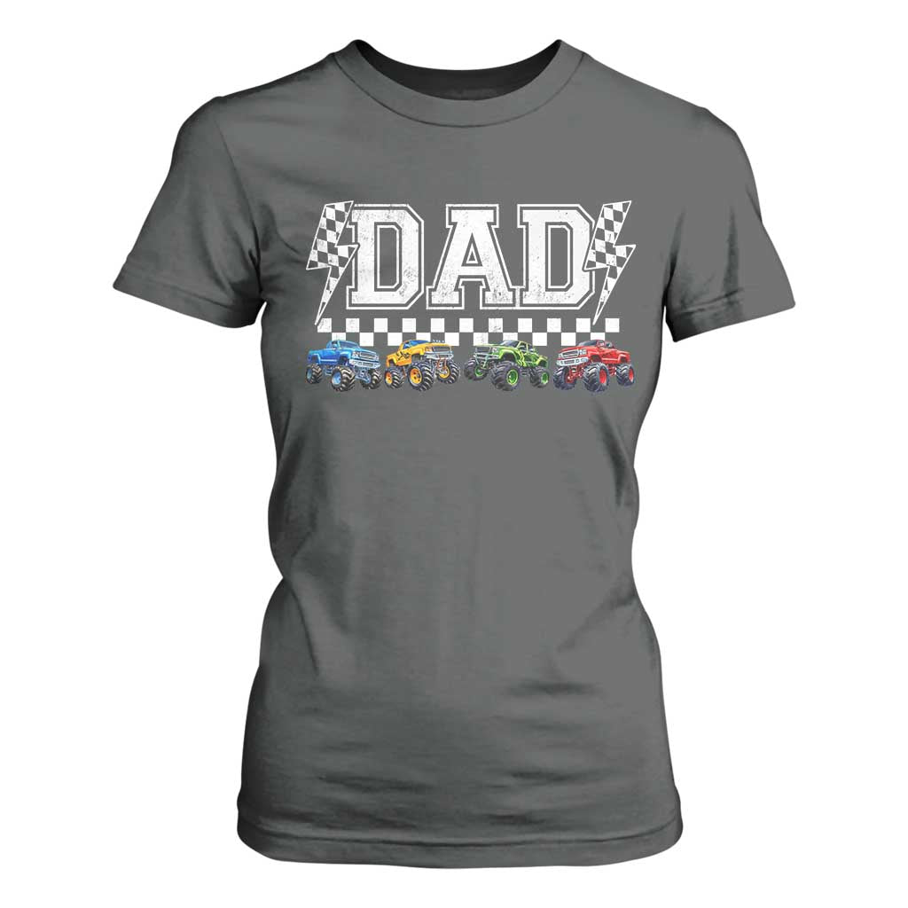 Monster Truck Dad T Shirt For Women Funny Truck Daddy Checkered Father's Day TS11 Dark Heather Print Your Wear