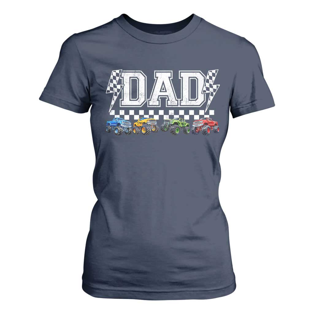 Monster Truck Dad T Shirt For Women Funny Truck Daddy Checkered Father's Day TS11 Navy Print Your Wear