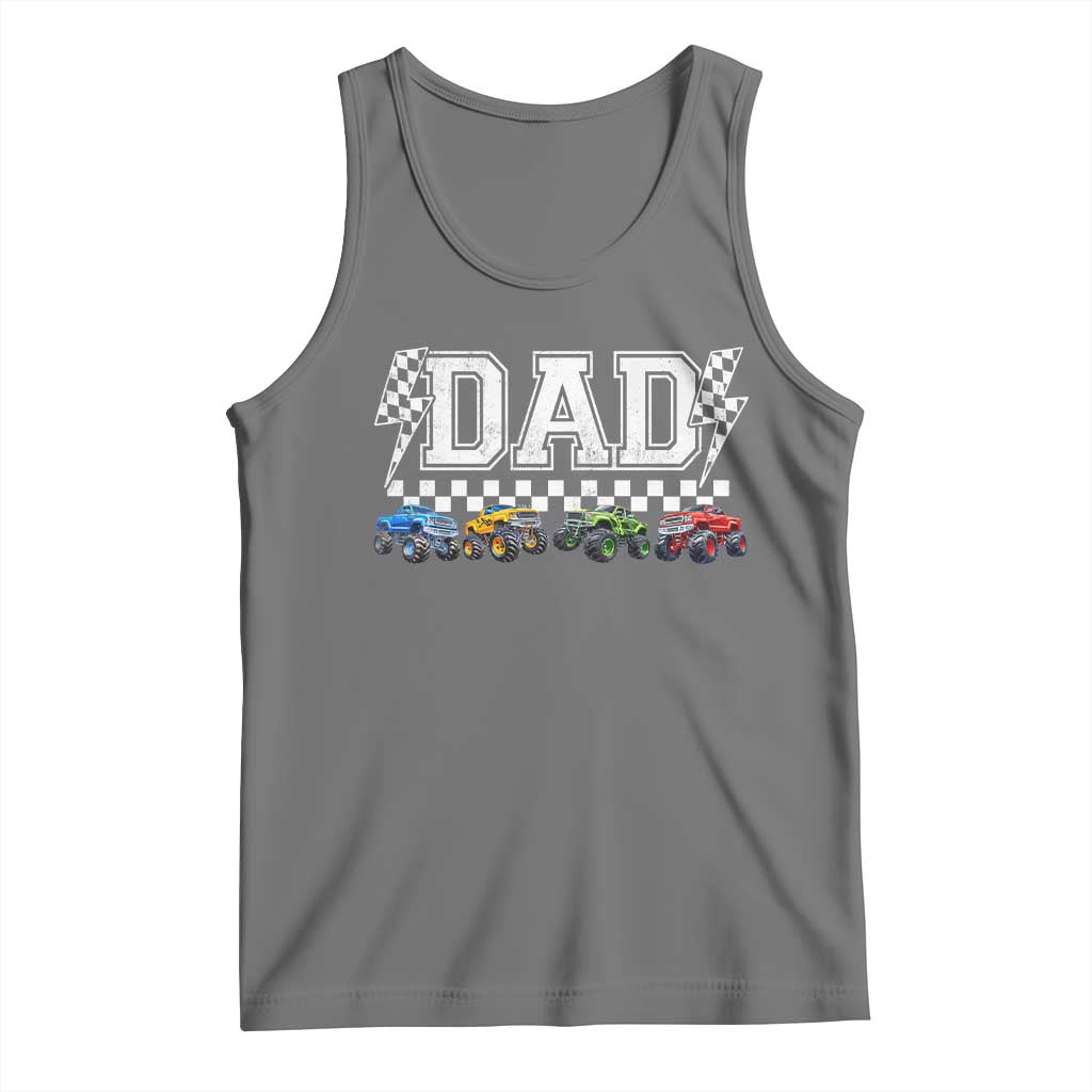 Monster Truck Dad Tank Top Funny Truck Daddy Checkered Father's Day TS11 Black Heather Print Your Wear