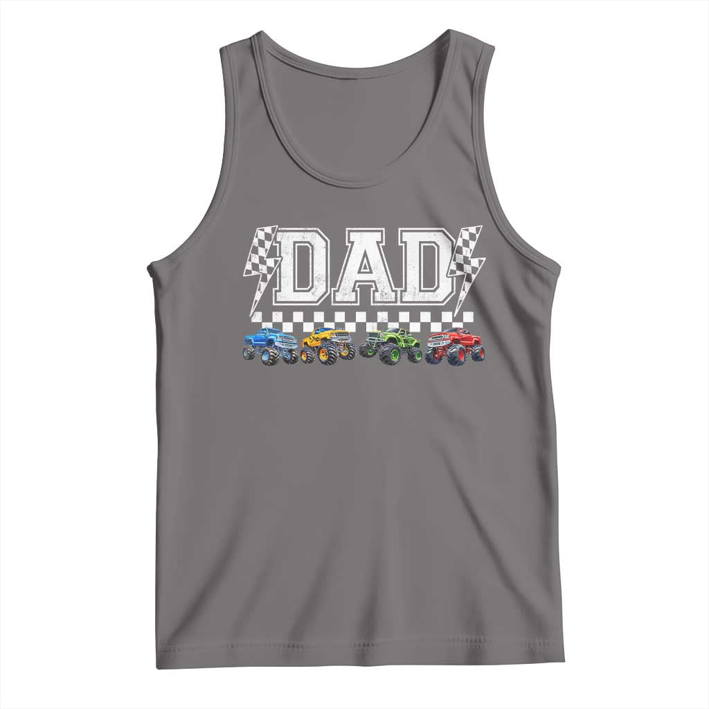 Monster Truck Dad Tank Top Funny Truck Daddy Checkered Father's Day TS11 Deep Heather Print Your Wear