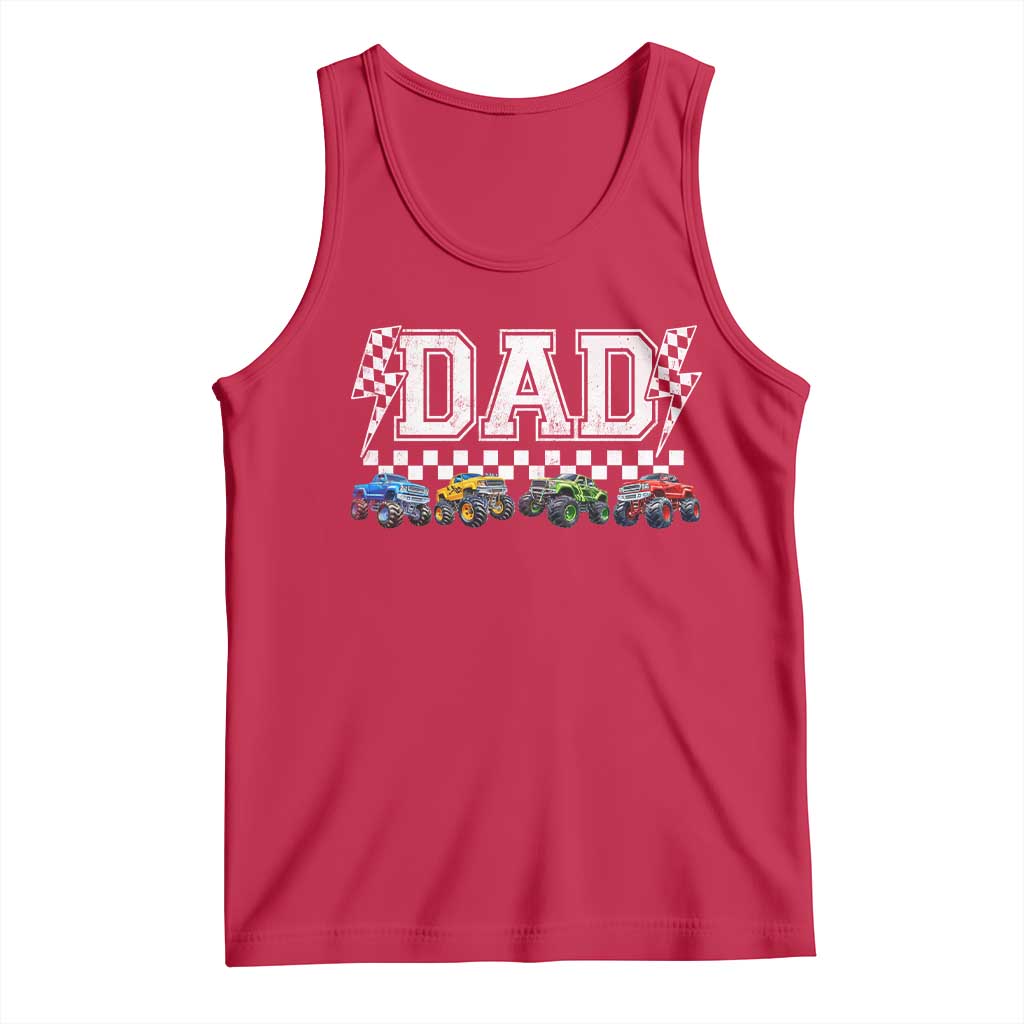 Monster Truck Dad Tank Top Funny Truck Daddy Checkered Father's Day TS11 Red Print Your Wear