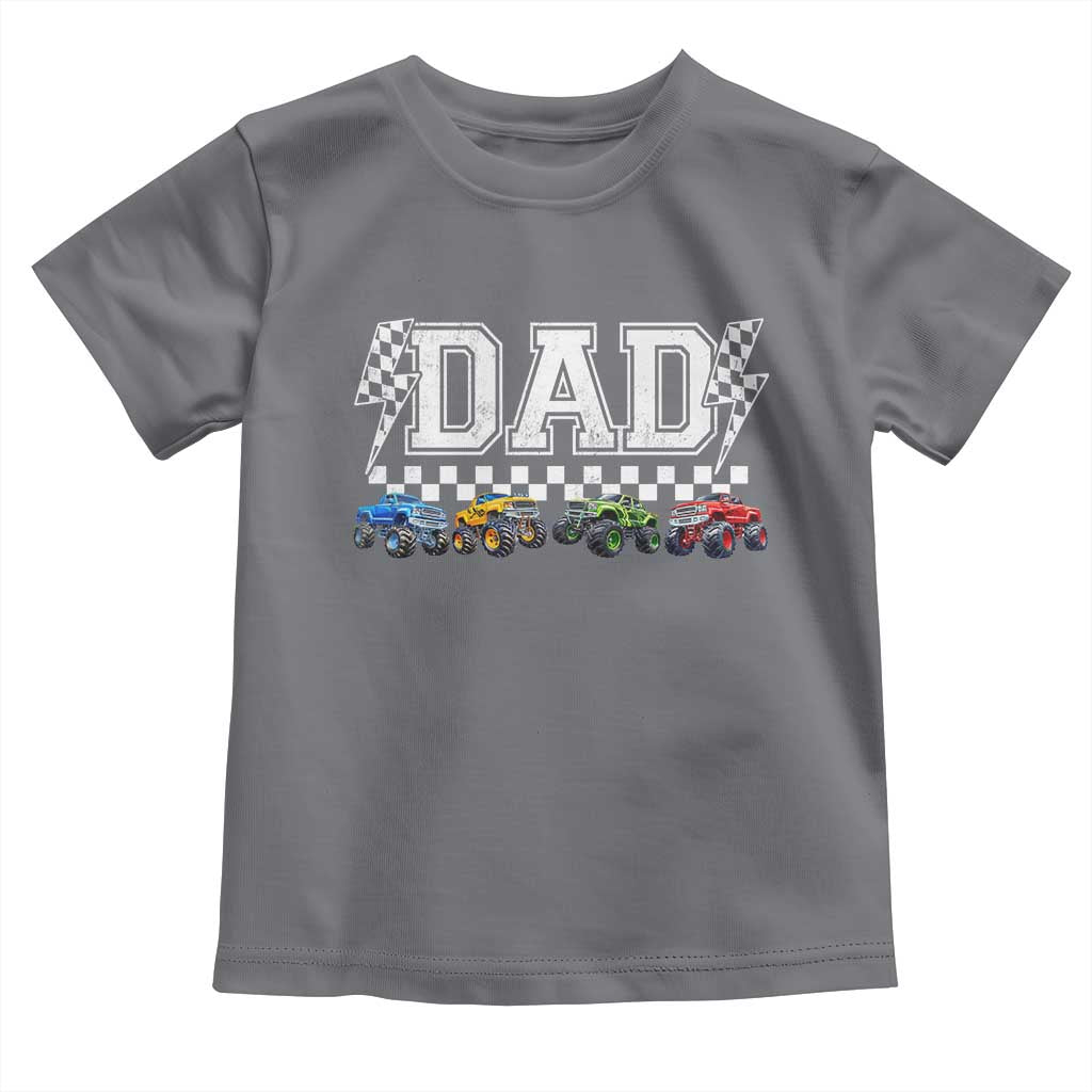 Monster Truck Dad Toddler T Shirt Funny Truck Daddy Checkered Father's Day TS11 Charcoal Print Your Wear
