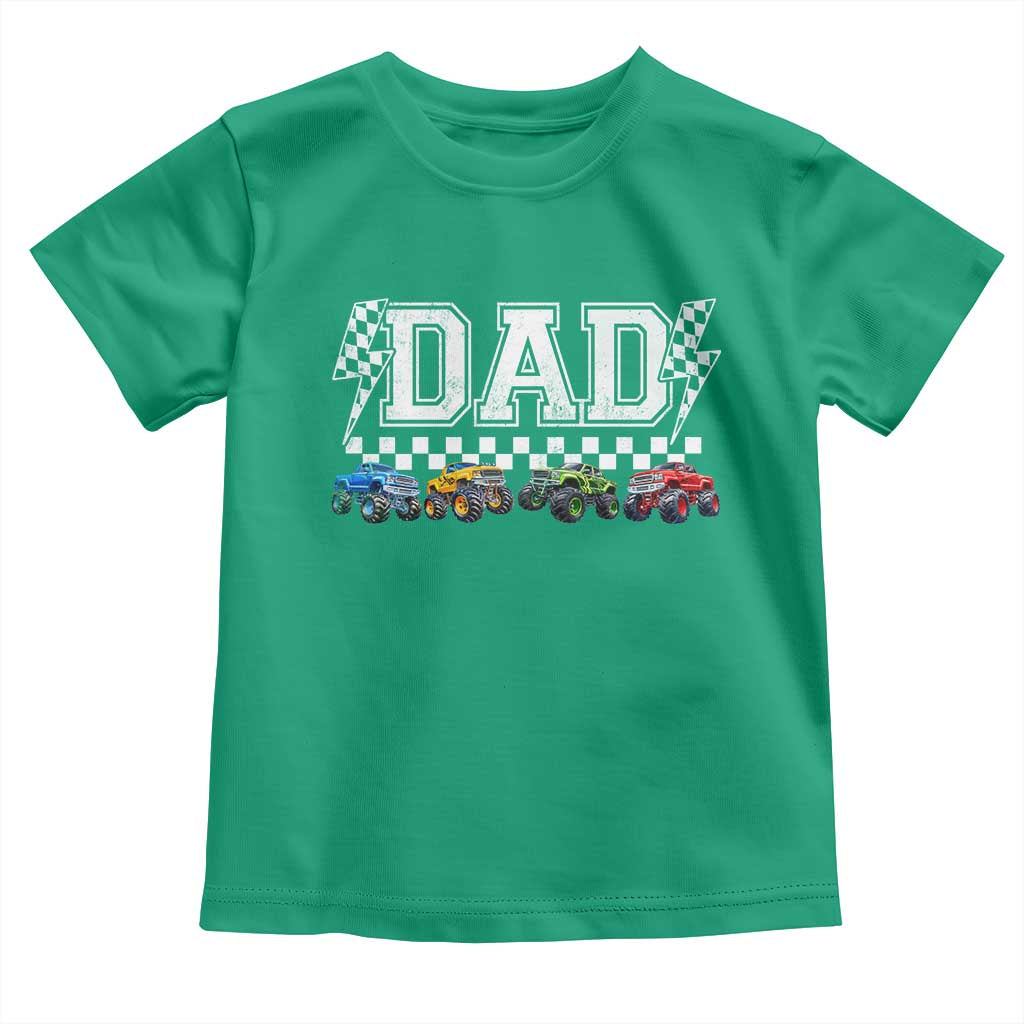 Monster Truck Dad Toddler T Shirt Funny Truck Daddy Checkered Father's Day TS11 Irish Green Print Your Wear