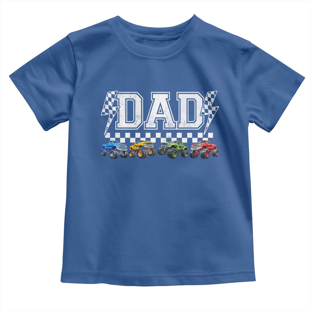 Monster Truck Dad Toddler T Shirt Funny Truck Daddy Checkered Father's Day TS11 Royal Blue Print Your Wear