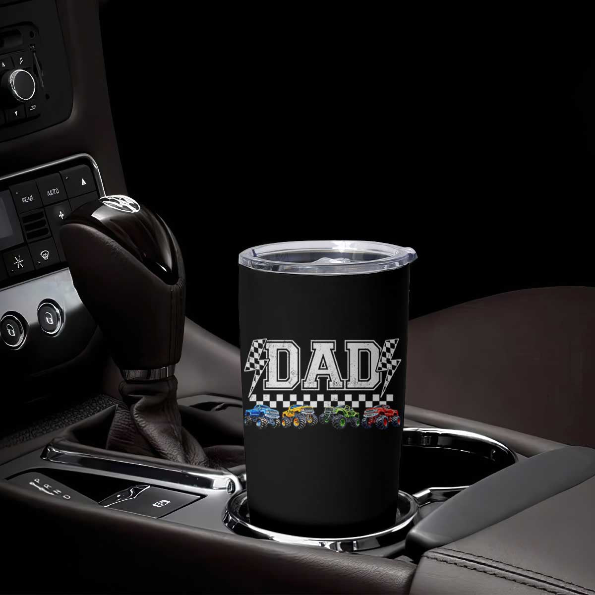 Monster Truck Dad Tumbler Cup Funny Truck Daddy Checkered Father's Day TS11 Print Your Wear