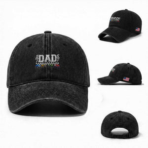 Monster Truck Dad Washed Cotton Baseball Cap Funny Truck Daddy Checkered Father's Day TS11 Washed Cap Universal Fit Black Print Your Wear