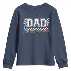Monster Truck Dad Youth Sweatshirt Funny Truck Daddy Checkered Father's Day TS11 Navy Print Your Wear