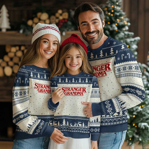 Stranger Grandma Ugly Christmas Sweater Funny Grandmother Movie Gift TS11 Beige Navy Print Your Wear
