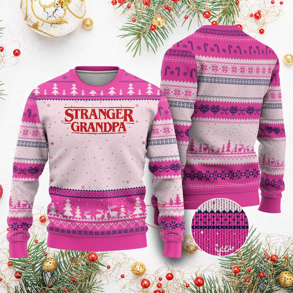 Stranger Grandpa Ugly Christmas Sweater Funny Grandfather Movie Gift TS11 Hot Pink Print Your Wear