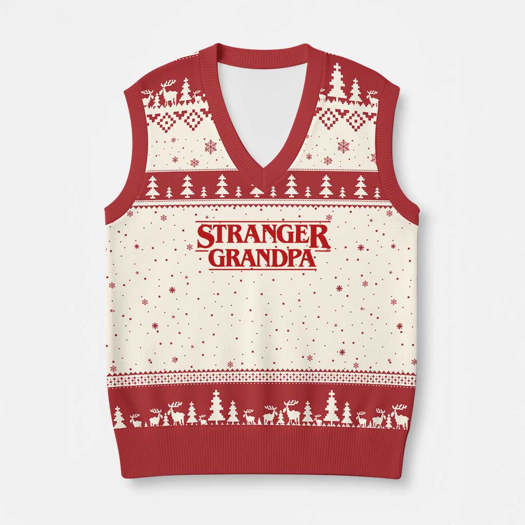 Stranger Grandpa V-Neck Knit Sweater Vest Funny Grandfather Movie Gift TS11 Beige Red Print Your Wear