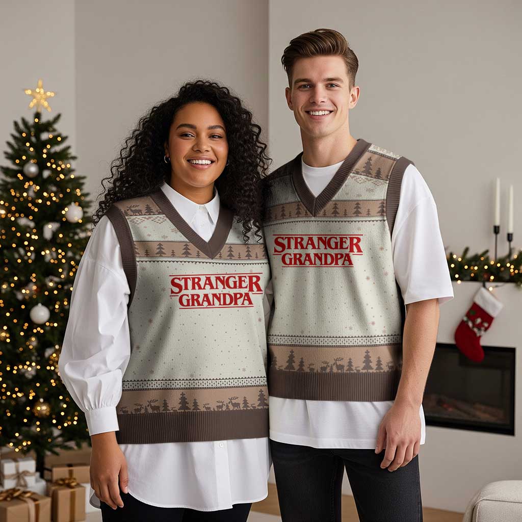Stranger Grandpa V-Neck Knit Sweater Vest Funny Grandfather Movie Gift TS11 Mocha Mousse Print Your Wear