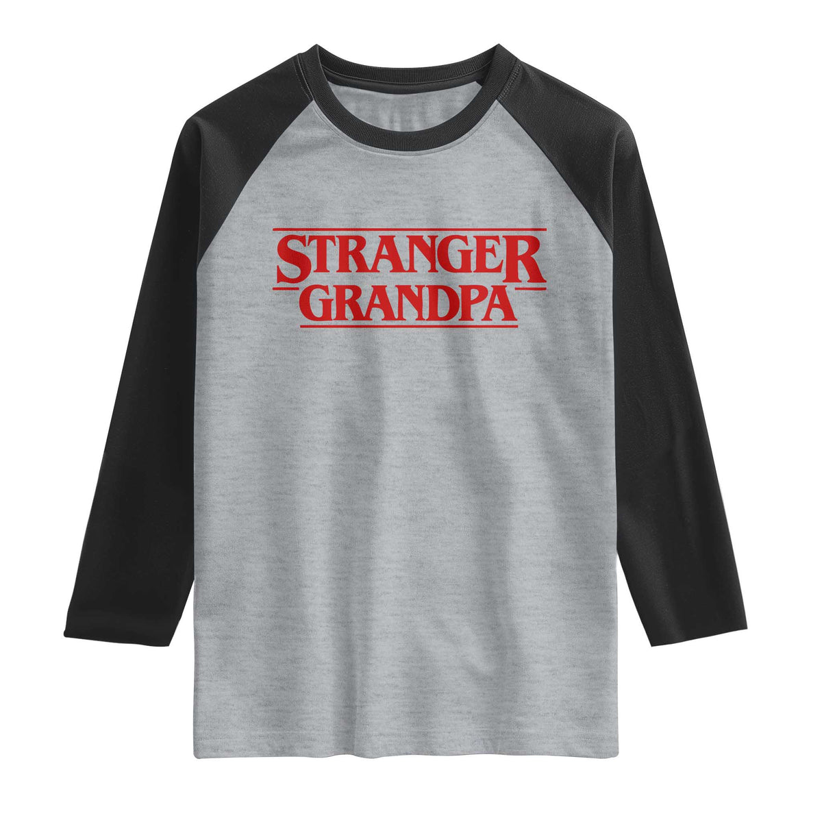 Stranger Grandpa Raglan Shirt Funny Grandfather Movie Gift TS11 Heather Gray Black Print Your Wear