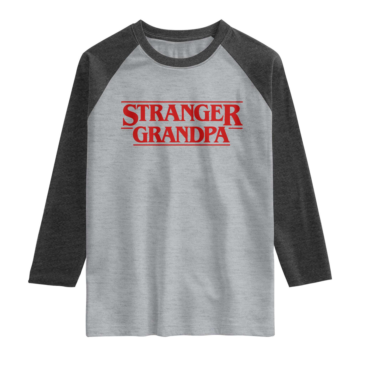 Stranger Grandpa Raglan Shirt Funny Grandfather Movie Gift TS11 Heather Gray Heather Charcoal Print Your Wear