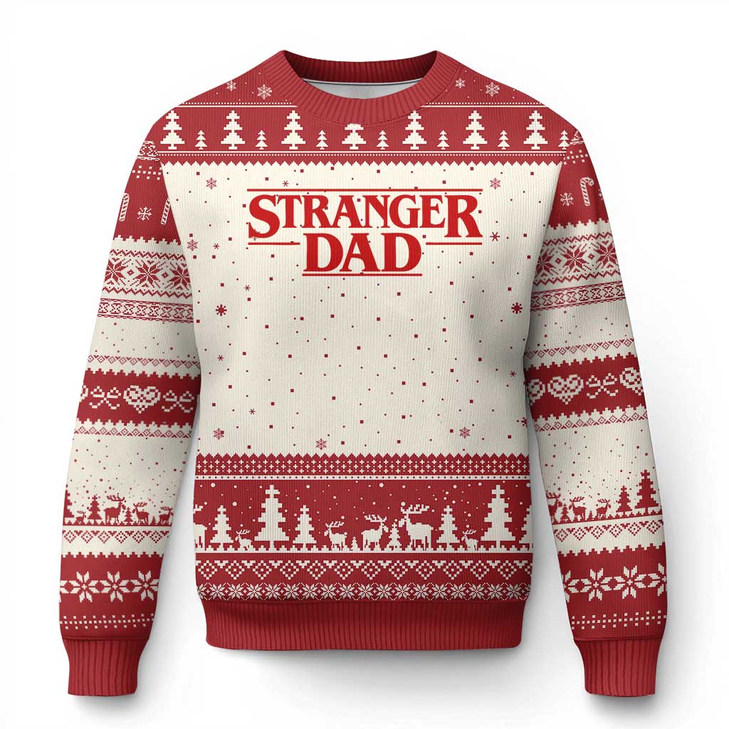 Stranger Dad Ugly Christmas Sweater Funny Fathers Day Movie Gift TS11 Beige Red Print Your Wear
