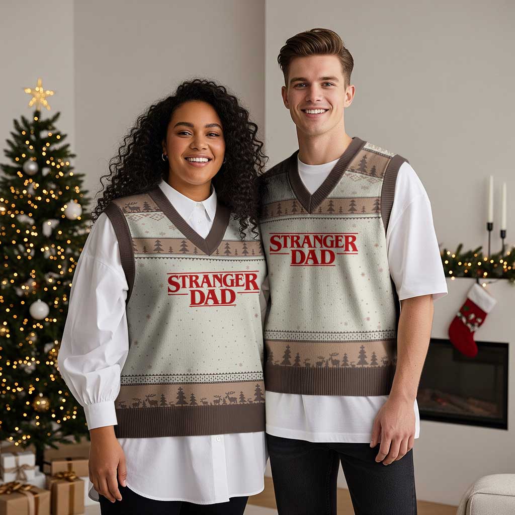 Stranger Dad V-Neck Knit Sweater Vest Funny Fathers Day Movie Gift TS11 Mocha Mousse Print Your Wear
