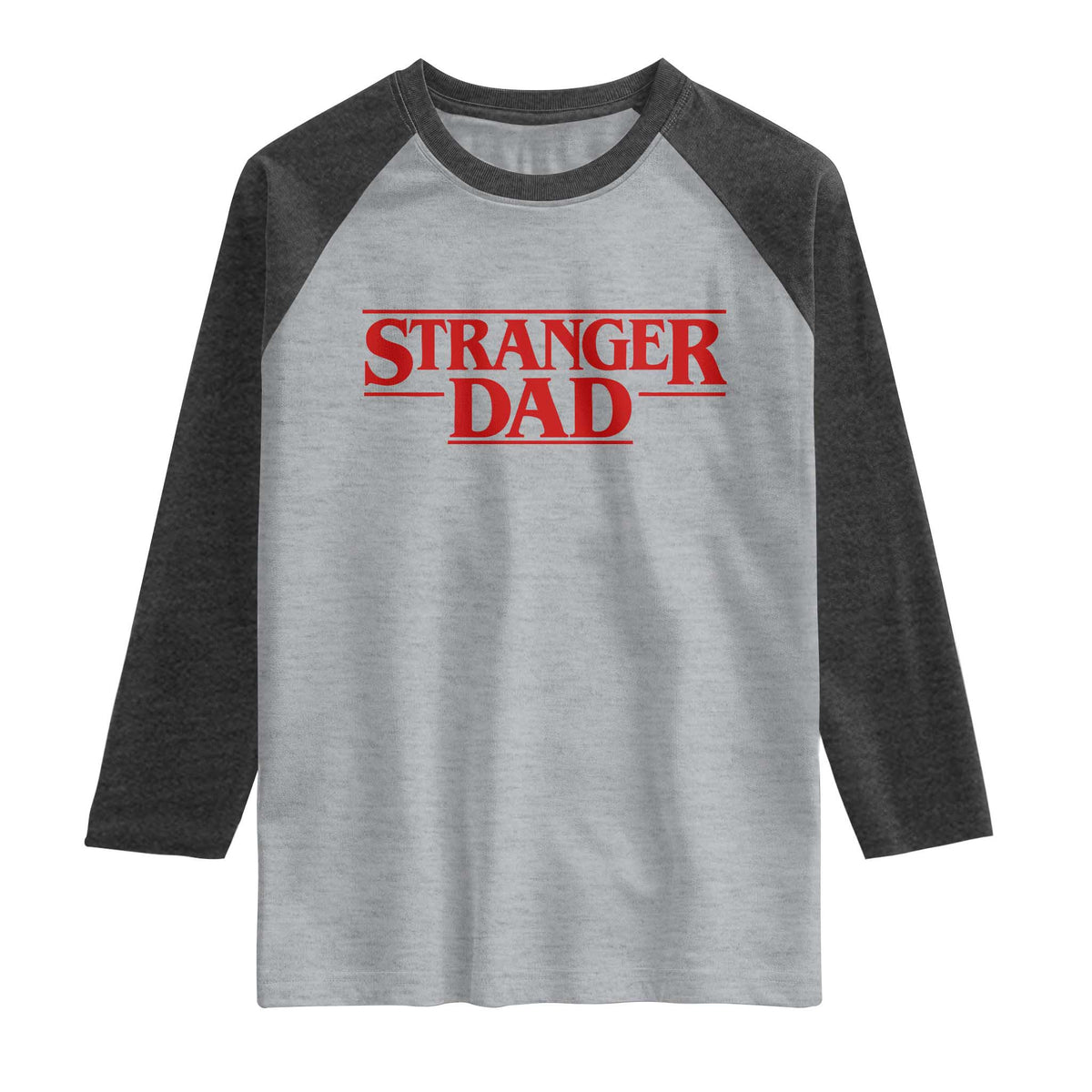 Stranger Dad Raglan Shirt Funny Fathers Day Movie Gift TS11 Heather Gray Heather Charcoal Print Your Wear