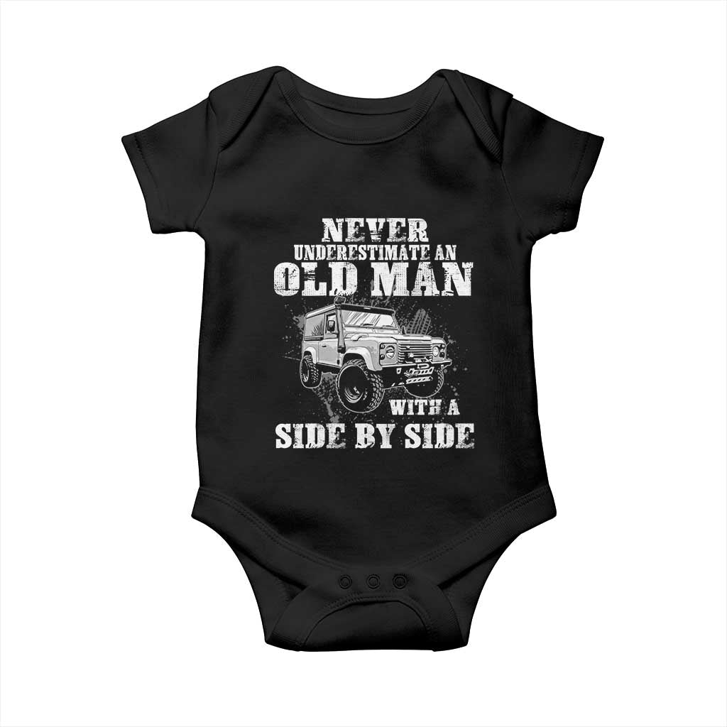 Classic Car Baby Onesie Never Underestimate An Old Man With A Side By Side Vintage Car TS11 Black Print Your Wear