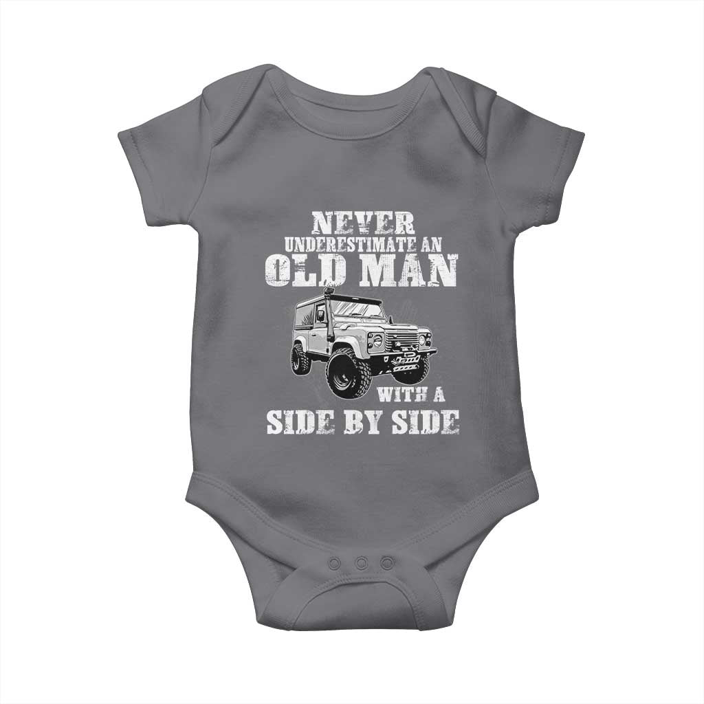 Classic Car Baby Onesie Never Underestimate An Old Man With A Side By Side Vintage Car TS11 Charcoal Print Your Wear