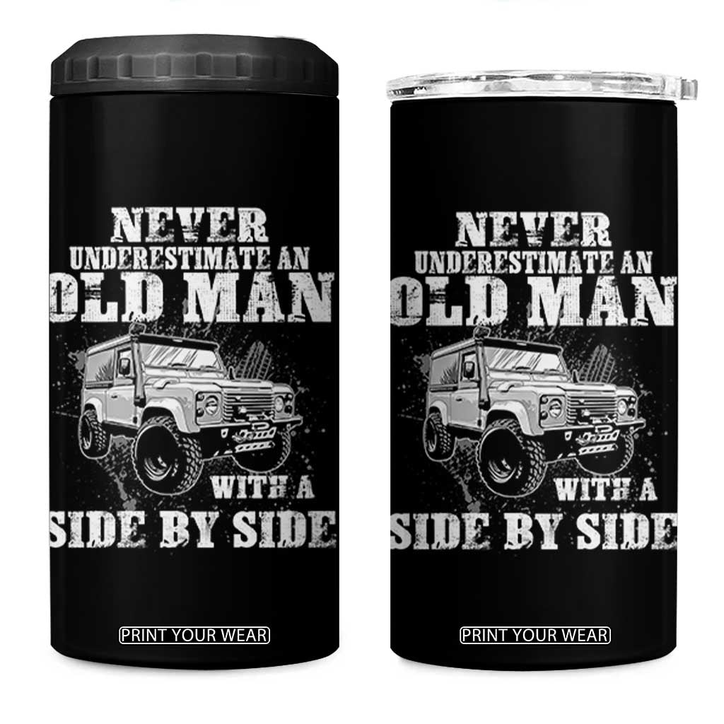 Classic Car 4 in 1 Can Cooler Tumbler Never Underestimate An Old Man With A Side By Side Vintage Car TS11 One Size: 16 oz Black Print Your Wear
