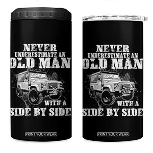 Classic Car 4 in 1 Can Cooler Tumbler Never Underestimate An Old Man With A Side By Side Vintage Car TS11 One Size: 16 oz Black Print Your Wear