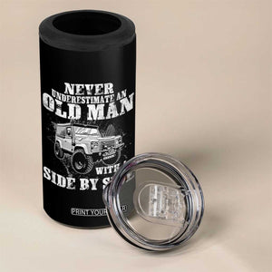 Classic Car 4 in 1 Can Cooler Tumbler Never Underestimate An Old Man With A Side By Side Vintage Car TS11 Print Your Wear