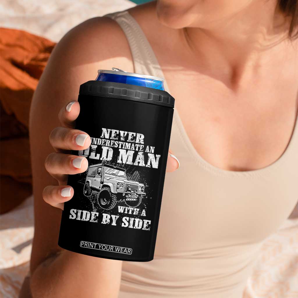 Classic Car 4 in 1 Can Cooler Tumbler Never Underestimate An Old Man With A Side By Side Vintage Car TS11 Print Your Wear
