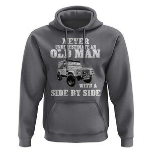 Classic Car Hoodie Never Underestimate An Old Man With A Side By Side Vintage Car TS11 Charcoal Print Your Wear