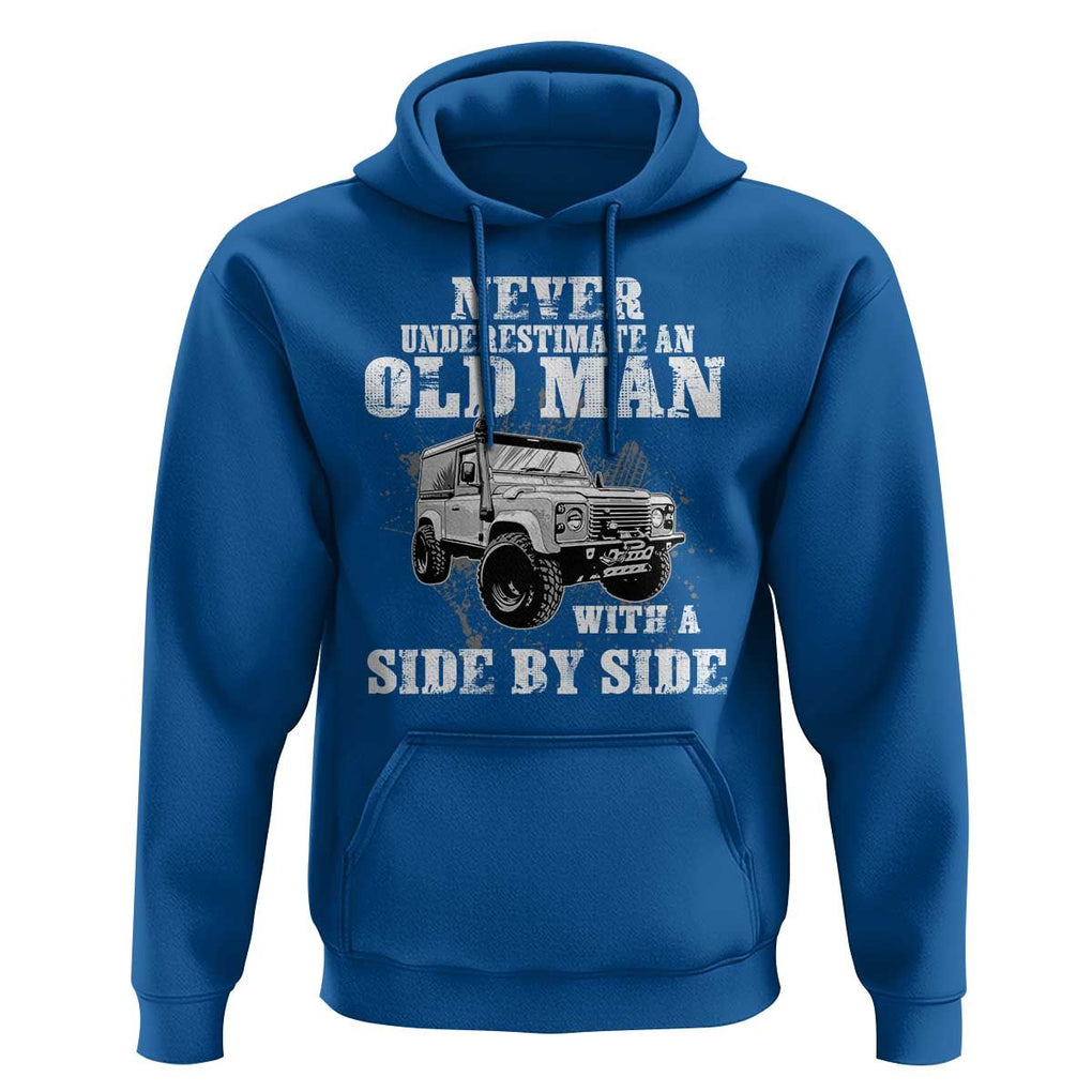 Classic Car Hoodie Never Underestimate An Old Man With A Side By Side Vintage Car TS11 Royal Blue Print Your Wear