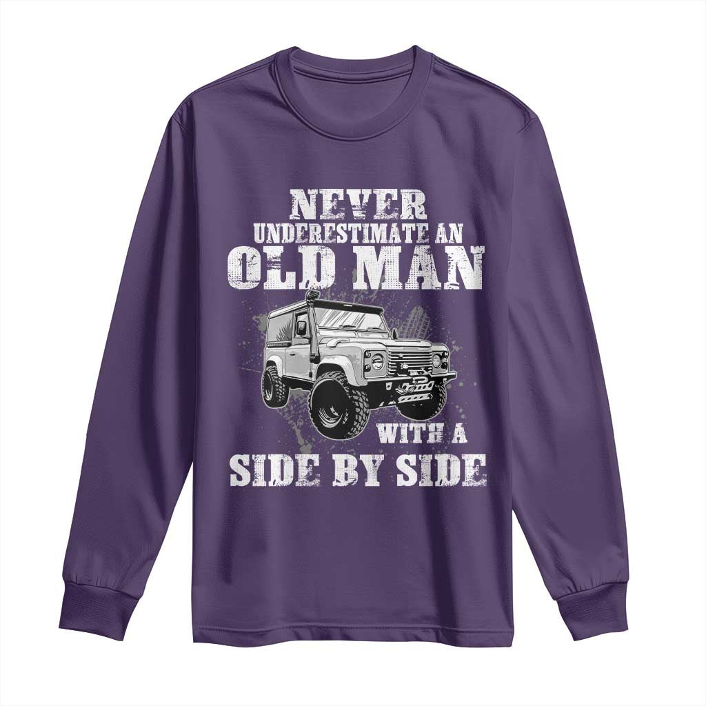 Classic Car Long Sleeve Shirt Never Underestimate An Old Man With A Side By Side Vintage Car TS11 Purple Print Your Wear