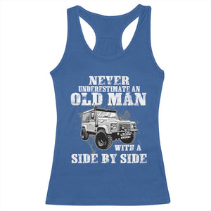 Classic Car Racerback Tank Top Never Underestimate An Old Man With A Side By Side Vintage Car TS11 Royal Blue Print Your Wear