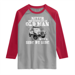 Classic Car Raglan Shirt Never Underestimate An Old Man With A Side By Side Vintage Car TS11 Sport Gray Red Print Your Wear
