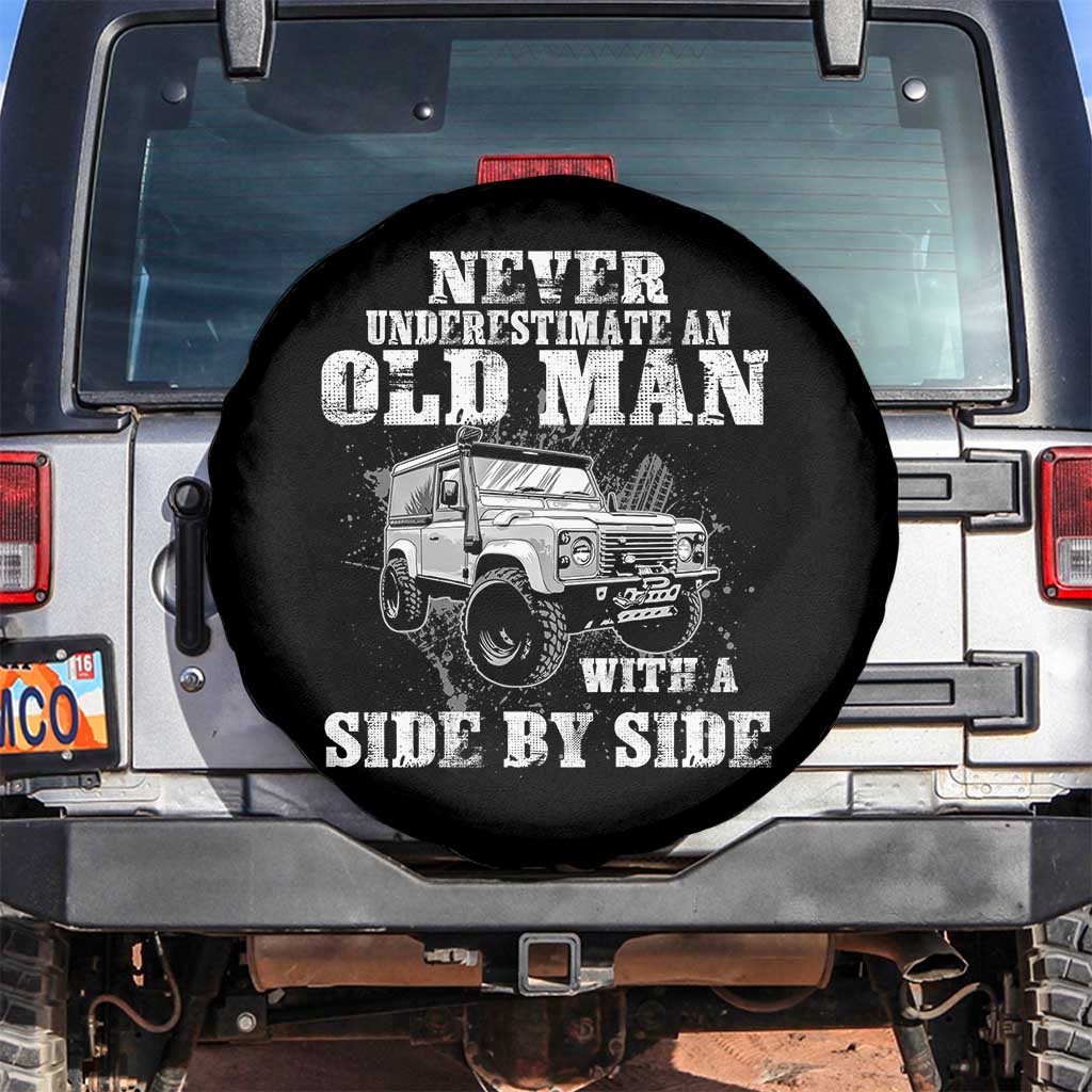 Classic Car Spare Tire Cover Never Underestimate An Old Man With A Side By Side Vintage Car TS11 No hole Black Print Your Wear