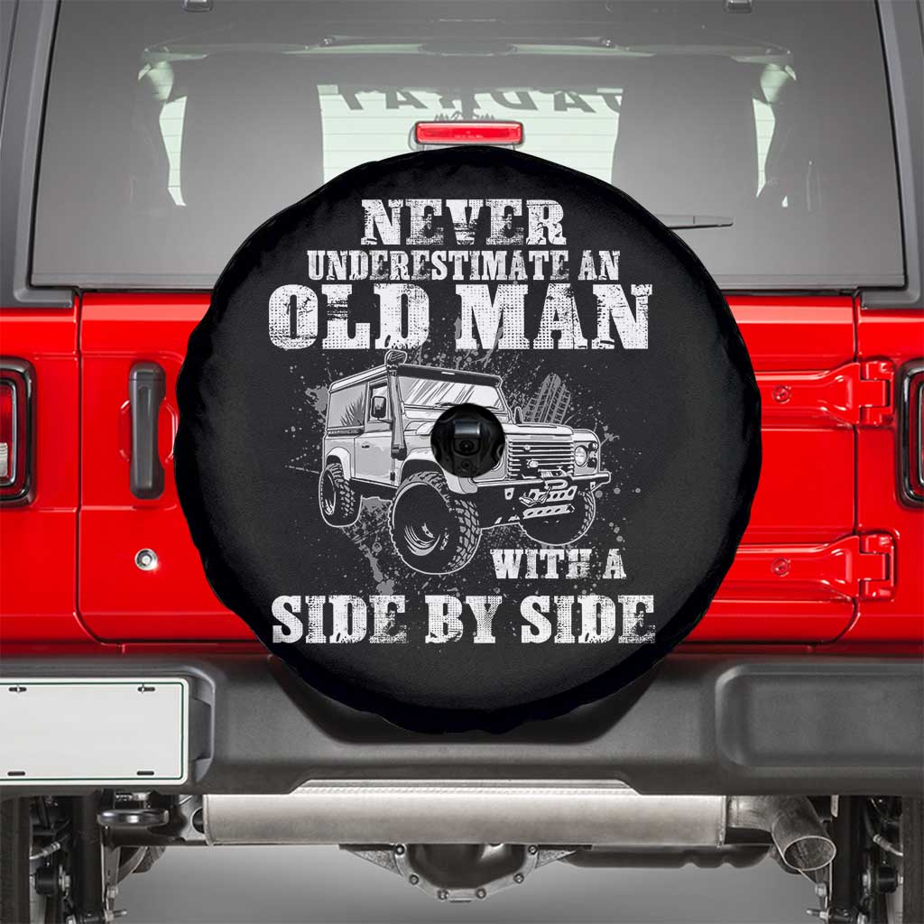 Classic Car Spare Tire Cover Never Underestimate An Old Man With A Side By Side Vintage Car TS11 Black Print Your Wear